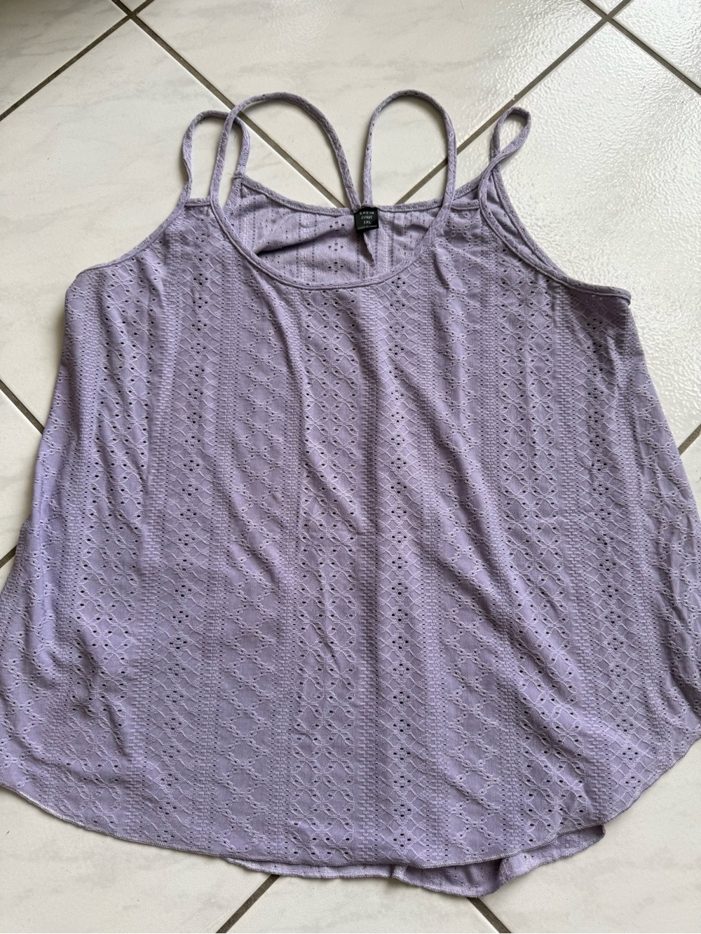 SHEIN Light Lavender Eyelet Camisole Tank Top